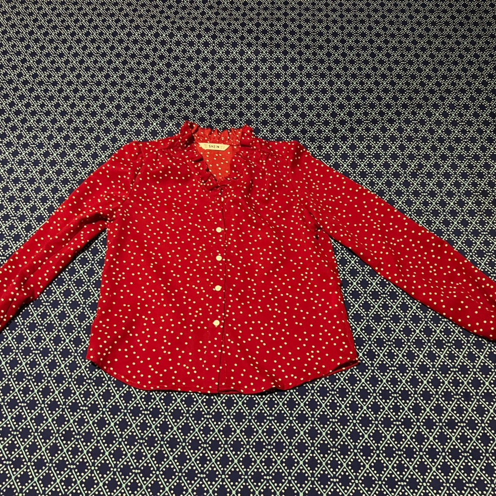 Shein polka dot long sleeve dress shirt